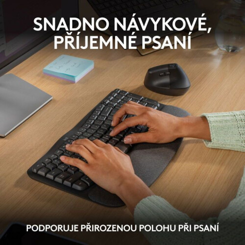 Logitech Clavier sans fil ergonomique - Logitech - Wave Keys - Bluetooth - Tchèque/Slovaque - Interrupteur à ciseaux 2