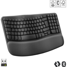 Langaton ergonominen näppäimistö - Logitech - Wave Keys - Bluetooth - Tšekki/Slovakki - Saksetyyppinen kytkin
