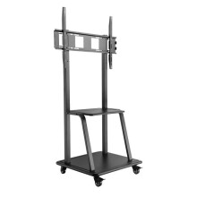 TooQ FS20100M-B, Draagbare vlakke paneel vloerstandaard, Zwart, Metaal, 2,54 m (100"), Computer-tv-scherm, 150 kg