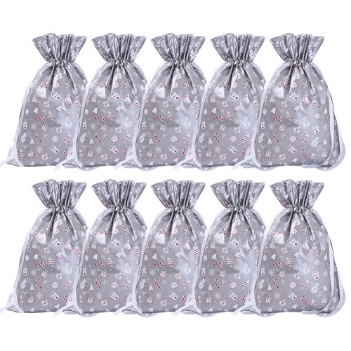 (B) 10x Wrap Large Christmas Sacks Reusable Present Bag For Weddings Also