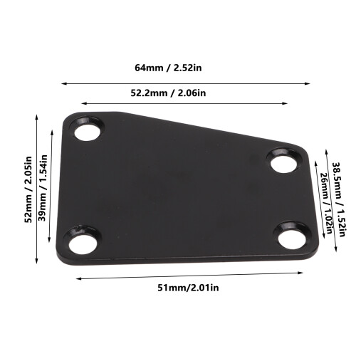 Placa de cuello trapezoidal de metal con tornillo - Negro 2