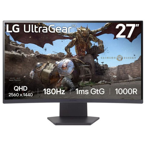 LG PC-Bildschirm 2,5K mit 2560 x 1440 Pixeln, 1 ms Reaktionszeit, gebogene VA-Panel, 180 Hz, HDR10, FreeSync.