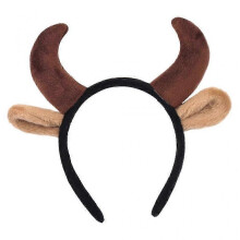 Plush Cow Ears and Horns Headband Funny Animal Cosplay Party Costume Hair Hoop