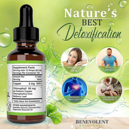 59ml Chlorophyll All-natural Extract Liquid Drops Water Soluble Mintflavour 1