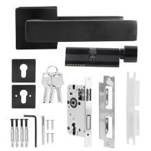 Adjustable Simple Black Lock Cylinder Handle Set