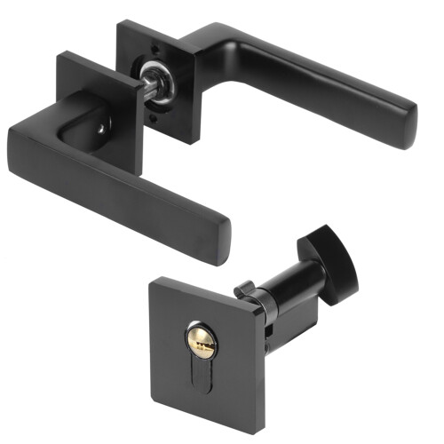 Adjustable Simple Black Lock Cylinder Handle Set 1