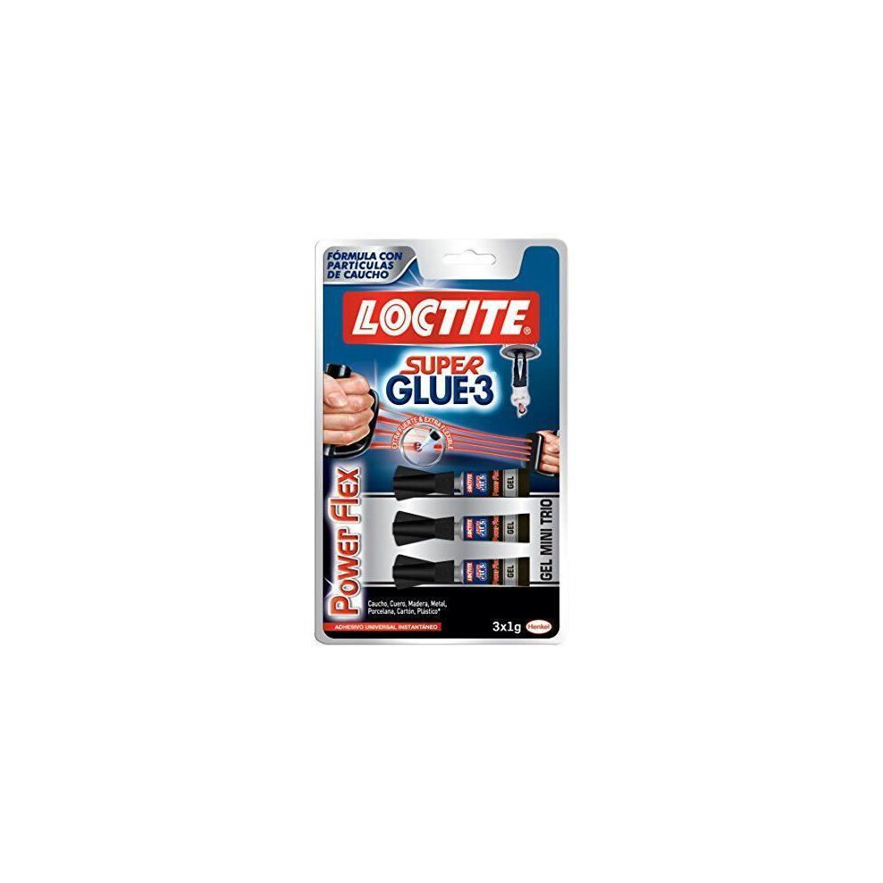 Loctite Super Glue-3 Power Gel Mini Trio, Gel Adhesivo Flexible Y Resistente, Pegamento InstantáNeo Para Superficies Verticales, Pegamento Transparente Extrafuerte, 3X1G-image