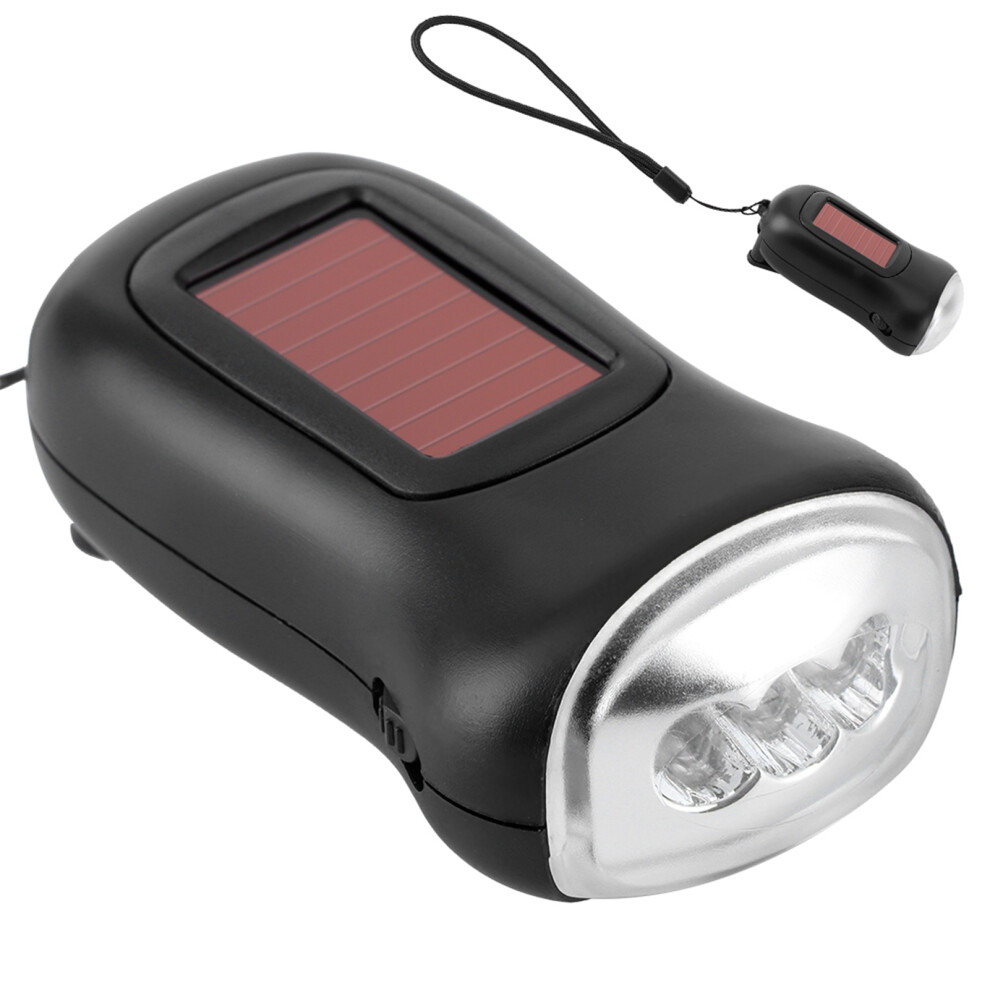 Hand Crank Solar Powered Rechargeable Flashlight
