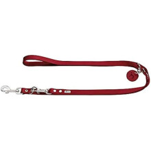 Guinzaglio regolabile in pelle - HUNTER - Rosso - 1,3 x 200 cm - Multi-posizioni - Resistente