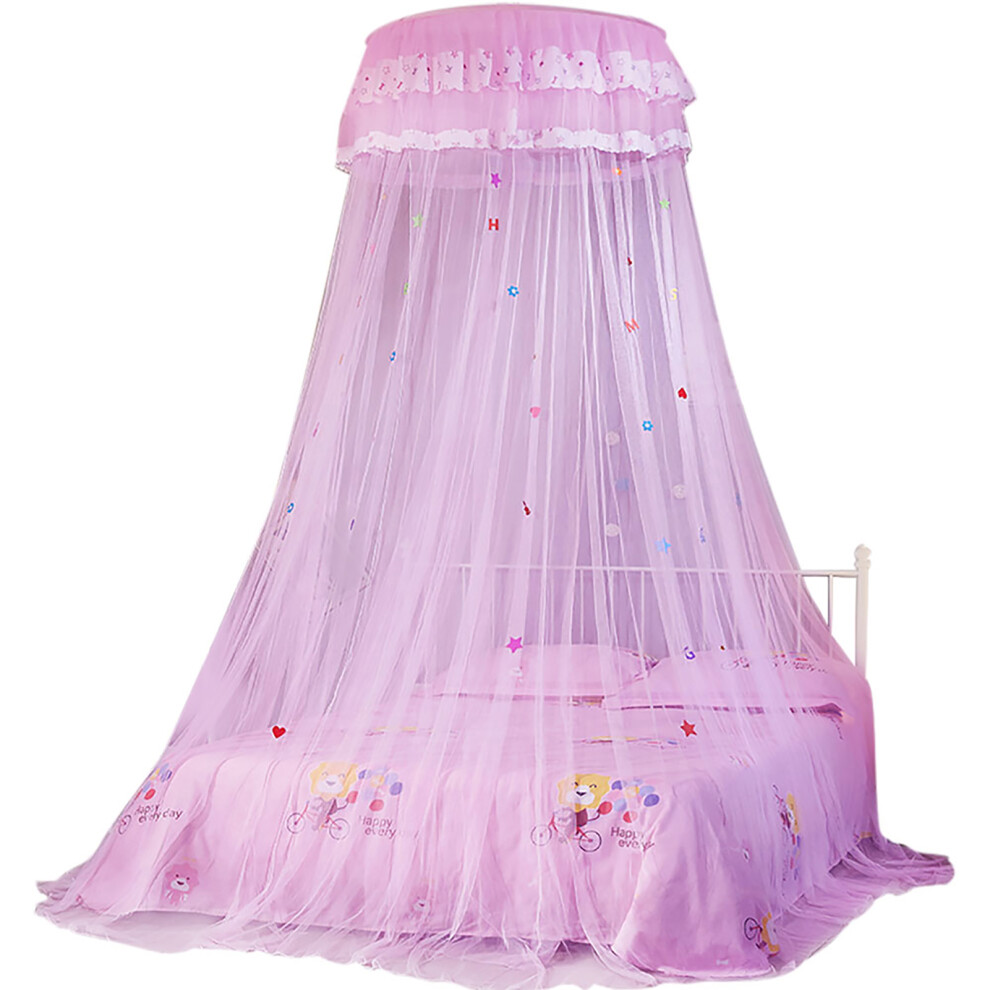 Round Canopy Lace Princess Style Mosquito Net Bed Pink