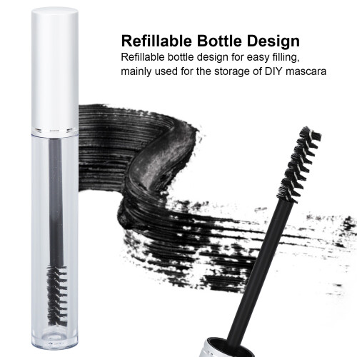10pcs 3ml Clear Plastic Empty Mascara Tube with Rubber Inserts for Eye Makeup 2