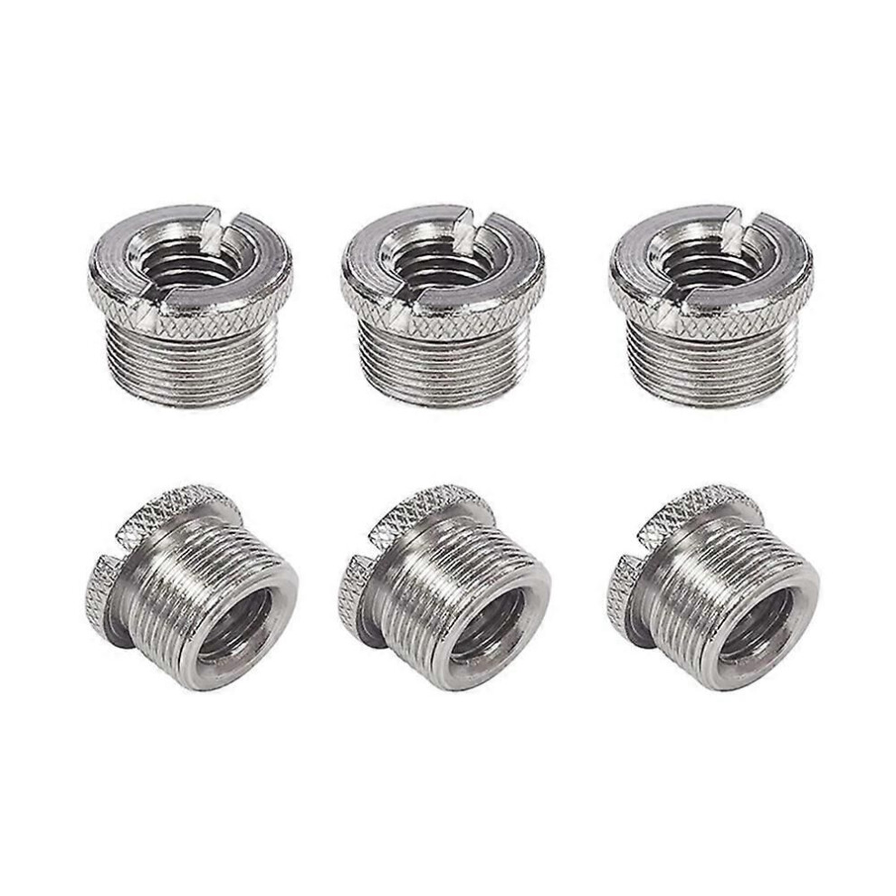 6 Pcs 5/8 Inch Male To 3/8 Inch Female Mic Converter Threaded Screw Adapter With Knurls For Microphone Stands Mounts 9152359532211