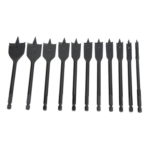 11 piezas de brocas pala con vástago hexagonal negras para madera 1
