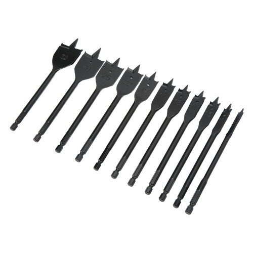 11 piezas de brocas pala con vástago hexagonal negras para madera 2