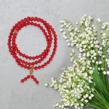 Pulsera de cinabrio natural de 8 mm 108 cuentas rojas de Buda