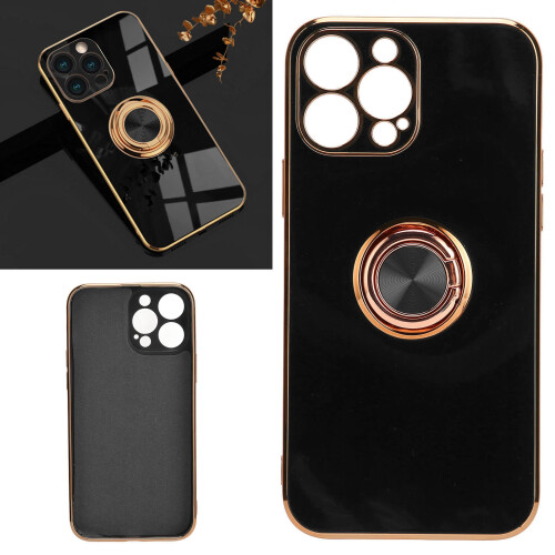 iPhone 13 Pro Max Ring-Ständer-Hülle Schwarz TPU