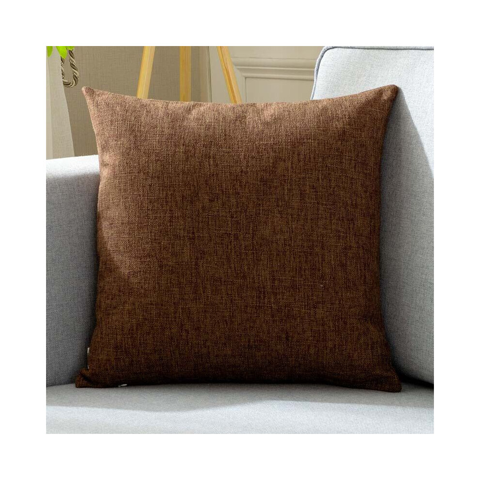(Coffee)Taie d'oreiller en lin coton uni couleur pure bureau maison canapé décoration coussin
