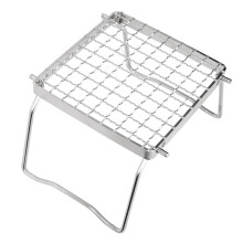 Parrilla plegable para fogata, mini, 1 pieza, plateada