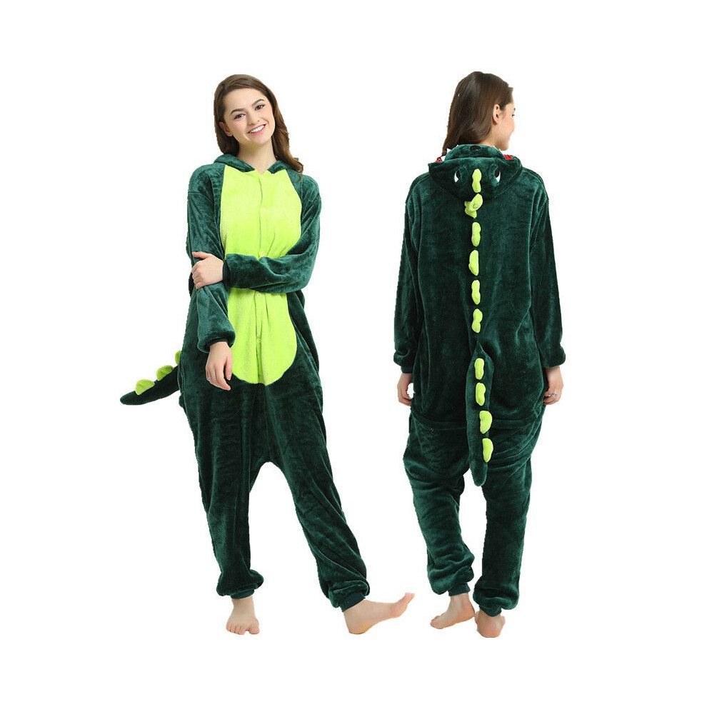 ( Dinosaur, S) Adult Unisex Animal Onesie Jumpsuit Lounge Wear Kigurumi Dress Fancy Pyjamas Green