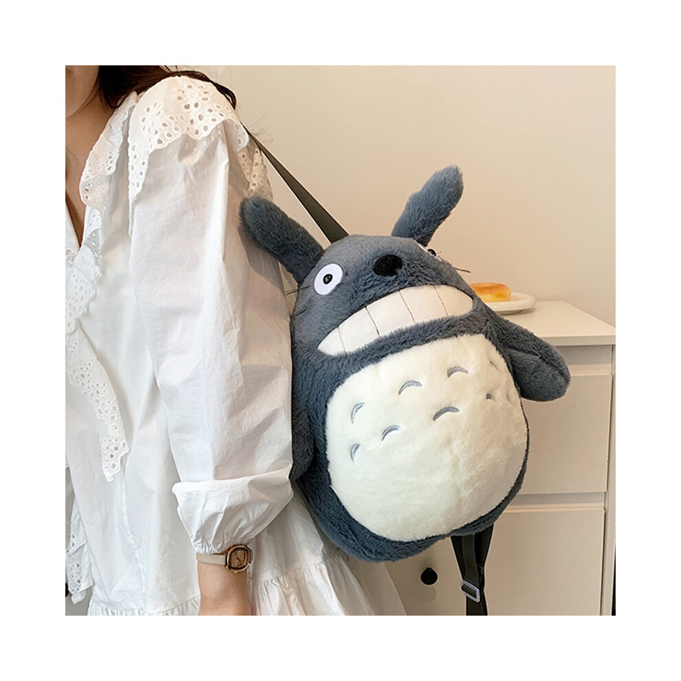 Plush Animal Totoro Cartoon Backpack Large Size Fluffy School Pocket Zipper Bag