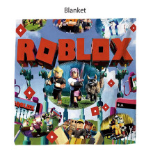 (Style J, 100*130cm/39.37*51.18in) Roblox Cartoon Printed Plush Blanket Home School Office Travel Durable Bedding
