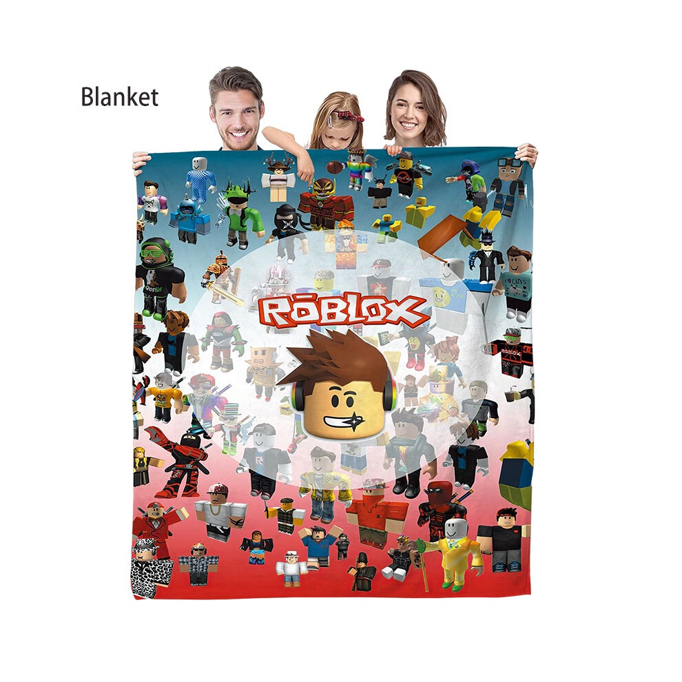 (Style G, 150*200cm/59.06*78.74in) Roblox Cartoon Printed Plush Blanket Home School Office Travel Durable Bedding