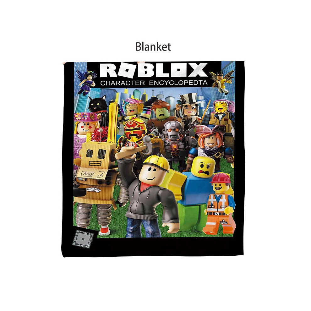 (Style D, 150*200cm/59.06*78.74in) Roblox Cartoon Printed Plush Blanket Home School Office Travel Durable Bedding