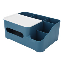 Caja de almacenamiento de pañuelos azul marino, gran capacidad
