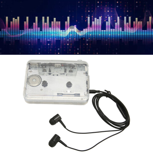 Reproductor de casete ABS Transparente 2AA 3.5mm Jack