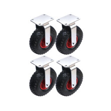 Ruedas neumáticas de acero de 10" 260mm centro fijo 300x4 infladas - juego de 4.
