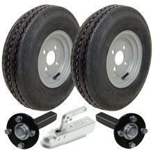 4.80/4.00-8 Kit per rimorchio ad alta velocità omologato per la circolazione stradale Ruote, mozzo, semiassi e gancio di traino