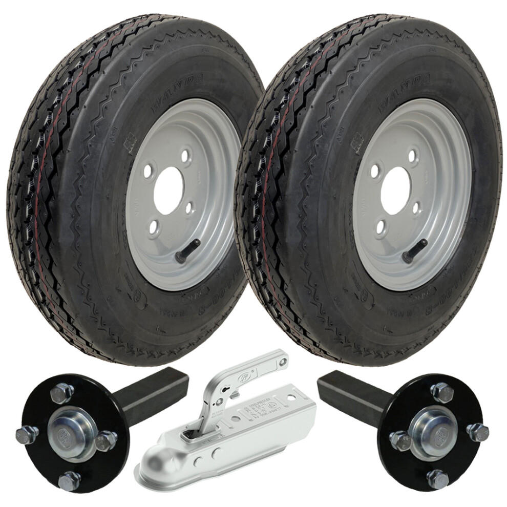 Parnells 4.80/4.00-8 Trailer Kit High Speed Road Legal Wheels, Hub & Stub Axles & Hitch