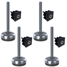 Edelstahl-Fuß M10x100 50mm Basis hat Gummipuffer + Einsatz 30x30x1.5mm - Satz von 4