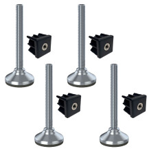 Edelstahl-Fuß M16x150 65mm Basis hat Gummipuffer + Einsatz 40x40x2mm - Satz von 4