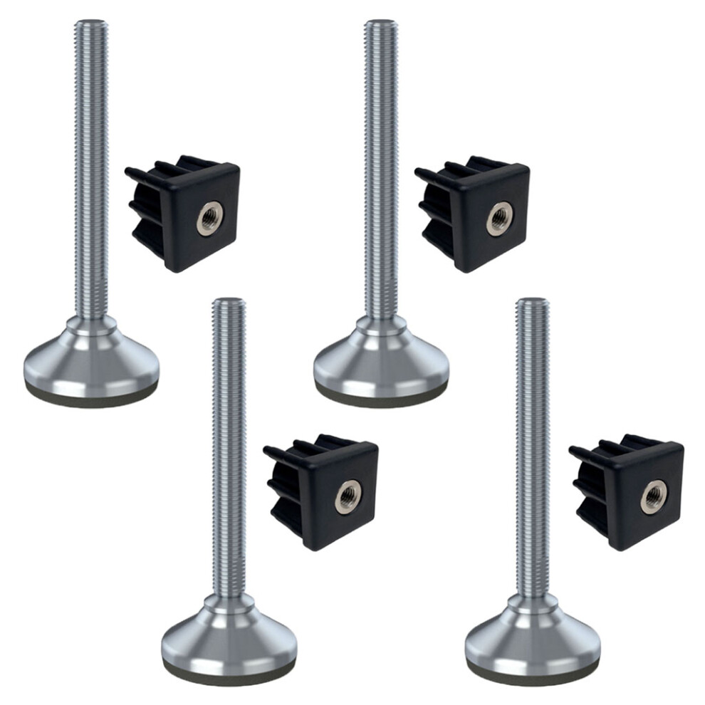 Stainless Foot M16x150 65Mm Base Has Rubber Pad + Insert 40X40x2mm - Set Of 4 5056116816887