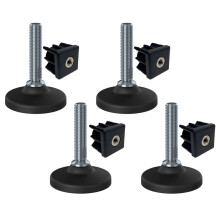 Rostfreier Nivellierfuß M16x70 80mm Kunststoffsockel + Einsatz 40x40x2mm - 4er Set