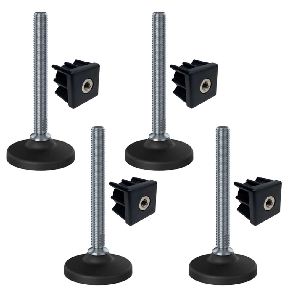 Stainless Levelling Foot M16x150 80Mm Plastic Base + Insert 50X50x2mm-Set Of 4 5060462561261
