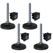 Stainless levelling foot M12x100 80mm plastic base + insert 40x40x1.5mm-Set of 4