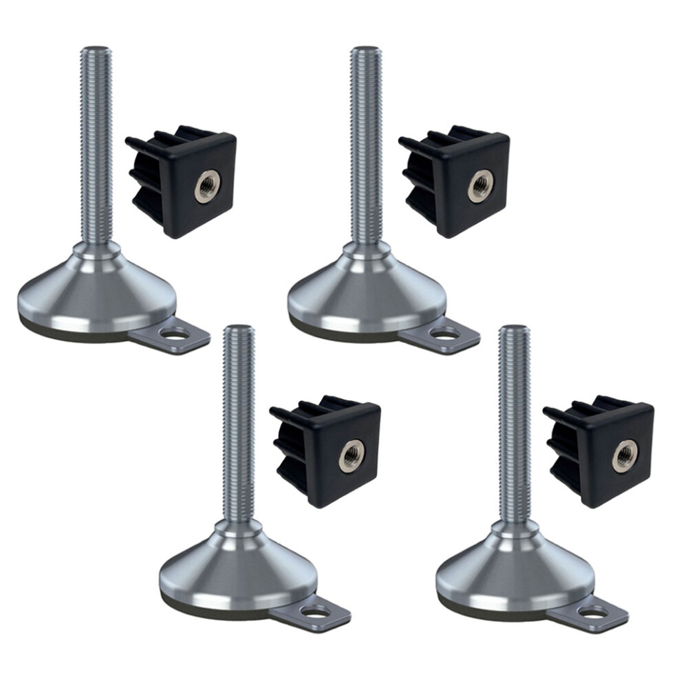 Stainless Foot M16x100 80Mm Base, Pad & Fixing Hole+Insert 40X40x1.5mm-Set Of 4 5056116817082