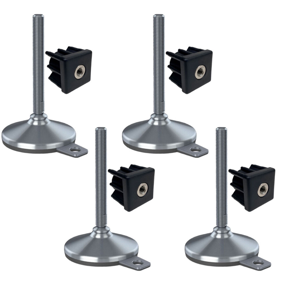 Stainless Foot M16x150 105Mm Base, Pad & Fixing Hole+Insert 40X40x2mm-Set Of 4 5060462569588
