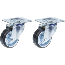 80mm 3" schwarze Gummi-Lenkrollen mit Oberplatte 70kg - 2er Set