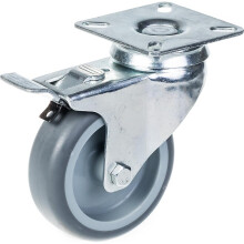 75 mm Lenk-Bremsrolle mit grauem TPR-Gummi auf Polypropylen Mittelrad