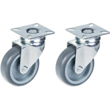 75 mm 3" Rolle, grau gummibereift, schwenkbar, 120 kg Tragkraft, 2er Set