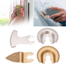 4 Stück Oszillierende Sägeblätter Multi-Tool-Kit Halbkreis-Fingersegment Schwingschleifer Schleifpapier für Fugen, Keramik, Mauerwerk