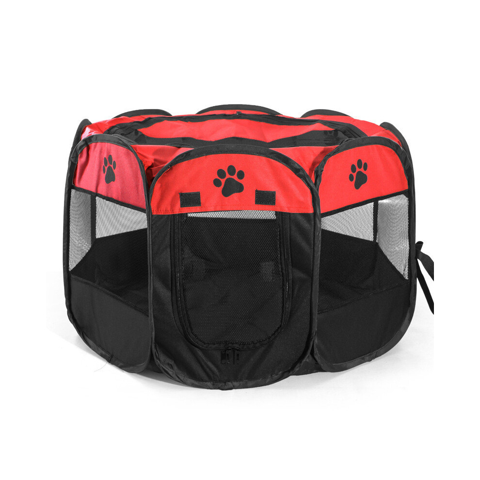 (Red,L)Tente cage pour animaux de compagnie tissu respirant fonction de rangement chats chiot zone de fournitures de jeu