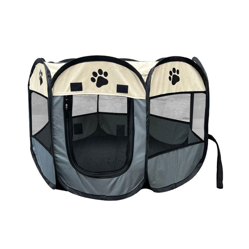 (Grey,L)Tente cage pour animaux de compagnie tissu respirant fonction de rangement chats chiot zone de fournitures de jeu