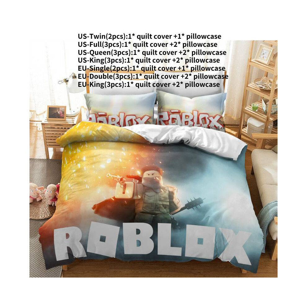(Yellow Gray,Eu-Double(3Pcs):200200Cm)Juego De Cama Estampado En 3D Roblox Funda NóRdica Funda De Almohada Juego De Cama King Doble Queen-image