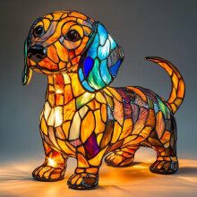 (Dachshund)Kreativer Panda Delfin Löwe Leopard Hund Tier Harz LED Nachtlicht Ornament