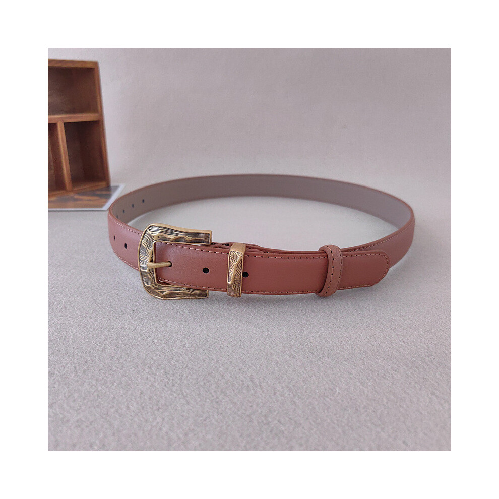 (Camel) Color Solid Leather Belt For Women With Metal Pin Closure For Outfits Casual-image-OPC-PJN57HX-NEW