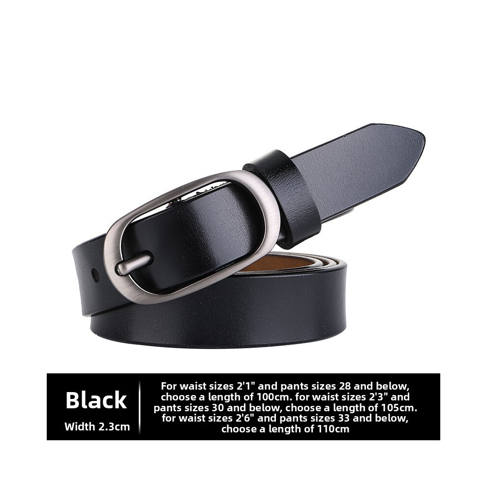 (Black) Elliptical Buckle Alloy Leather Women Belt For Fashion Casual Gift Office Use-image-OPC-PJN5DY5-NEW